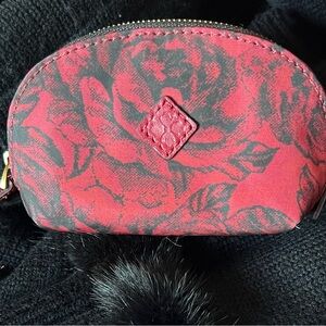 Patricia Nash Women’s Floral Print Red Cosmetic Jewelry Coin Pouch Purse NWOT
